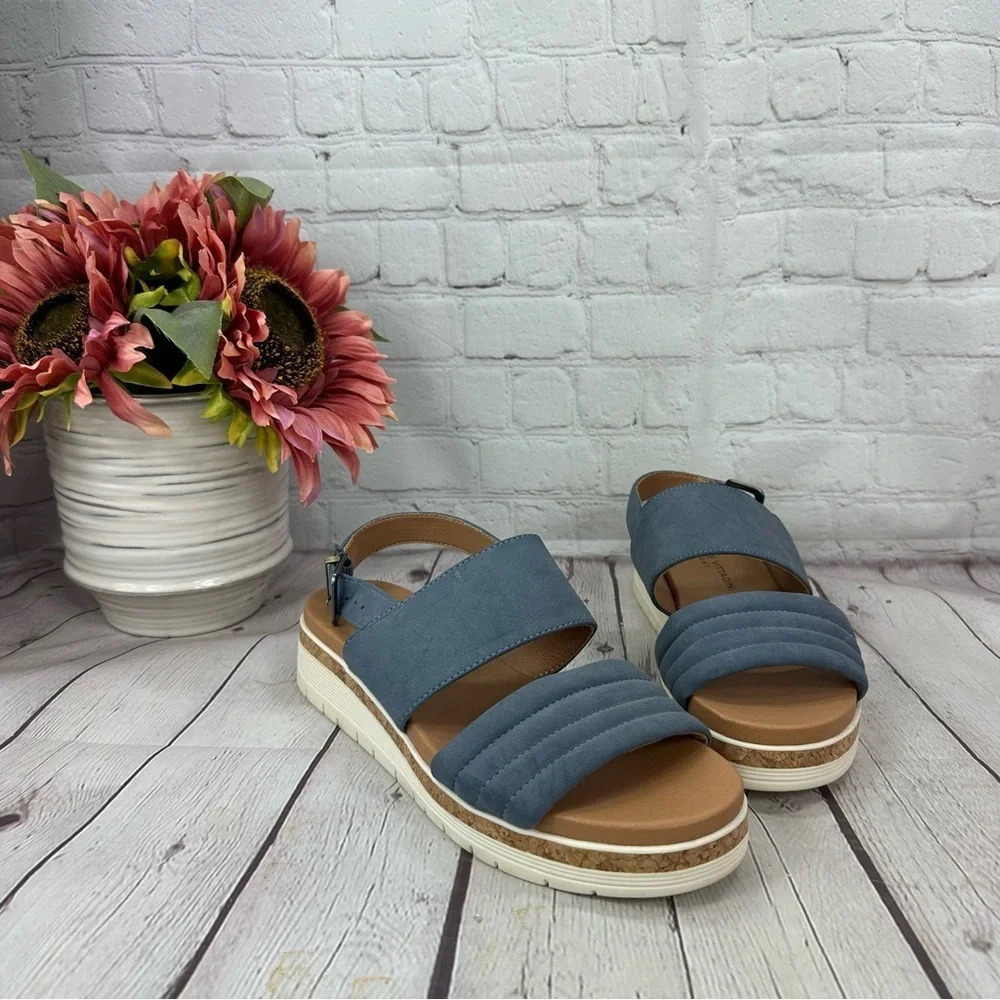 adrienne vittadini sport wedge sandals steel grey color size 7.5